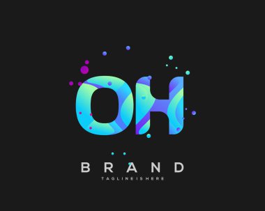 Initial letter OH logo with colorful, letter combination logo design for creative industry, web, business and company. - Vector