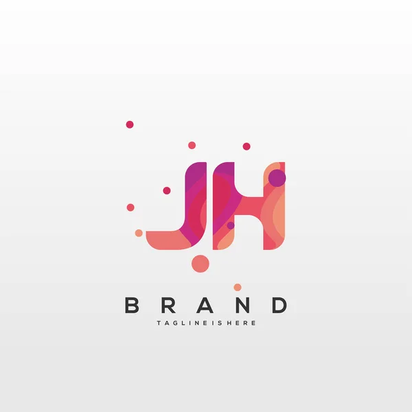 クリエイティブ産業 ウェブ ビジネスや企業のためのカラフルで文字の組み合わせのロゴデザインと初期の文字Jhのロゴ ベクトル — ストックベクタ