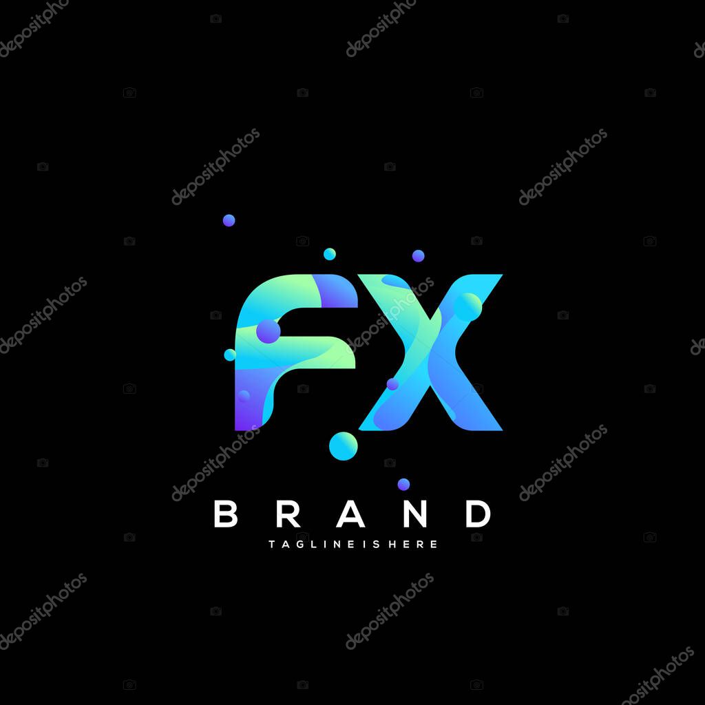 Initial letter FX logo with colorful, letter combination logo design for creative industry, web, business and company. - Vector