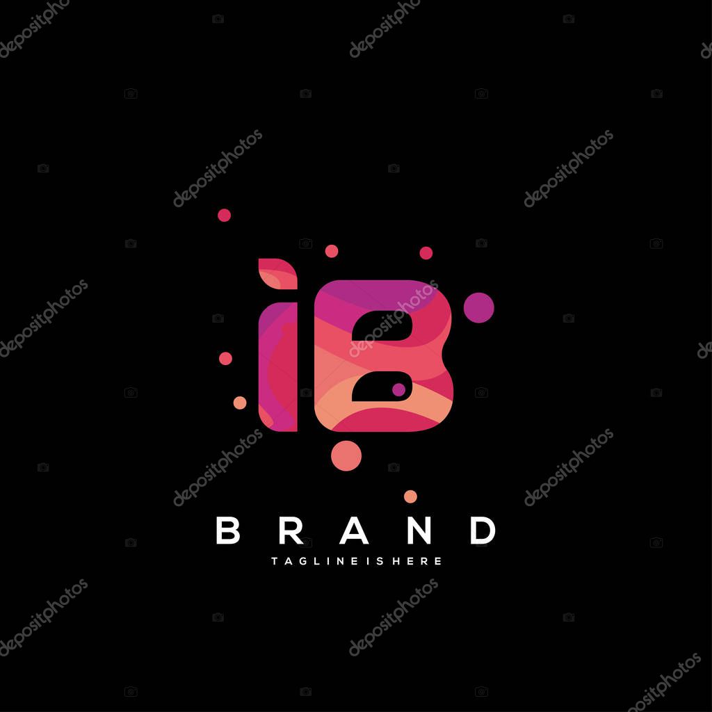 Initial letter IB logo with colorful, letter combination logo design for creative industry, web, business and company. - Vector