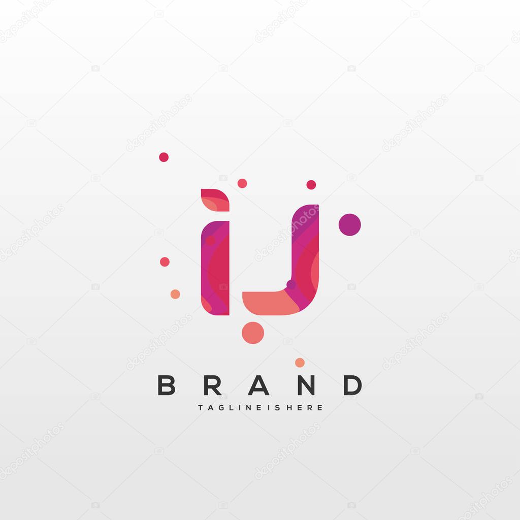 Initial letter IJ logo with colorful, letter combination logo design for creative industry, web, business and company. - Vector
