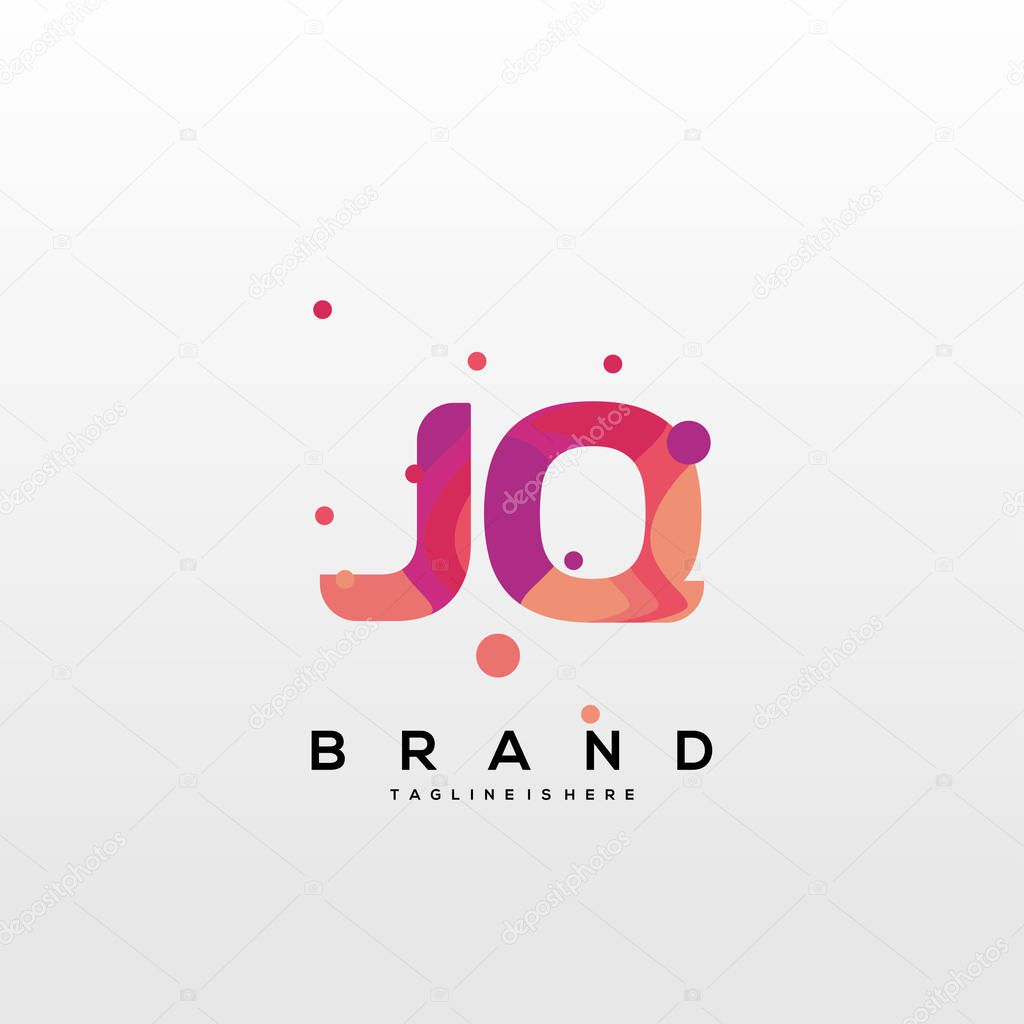Initial letter JQ logo with colorful, letter combination logo design for creative industry, web, business and company. - Vector