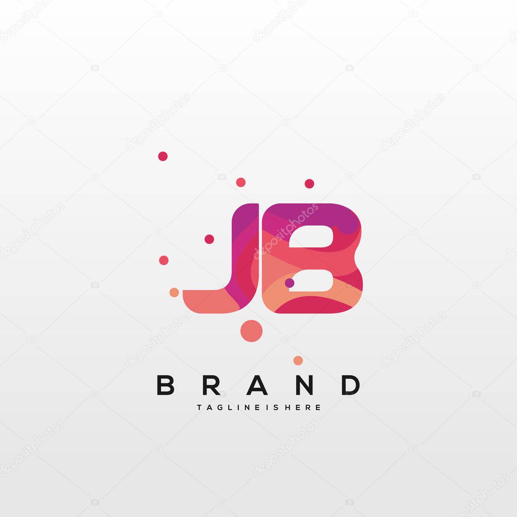Initial letter JB logo with colorful, letter combination logo design for creative industry, web, business and company. - Vector