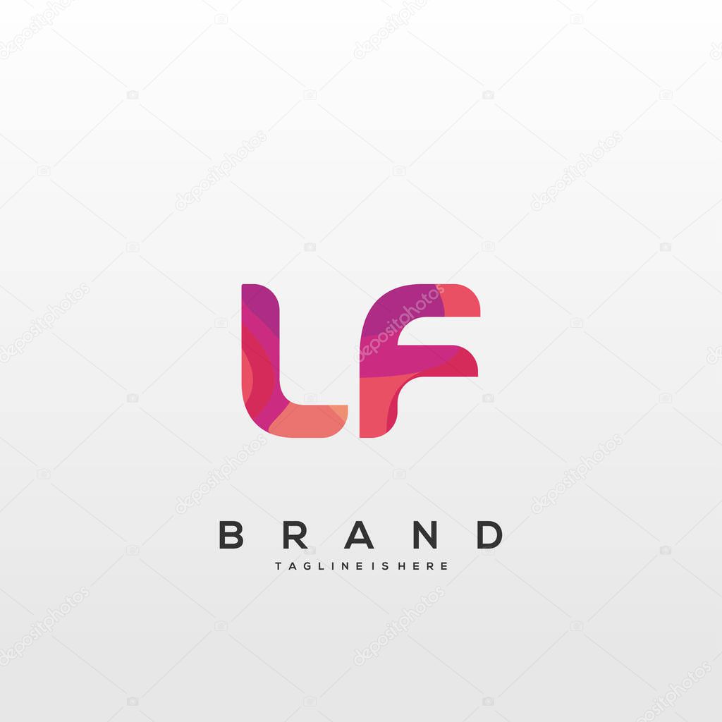 Initial letter LF logo with colorful, letter combination logo design for creative industry, web, business and company. - Vector