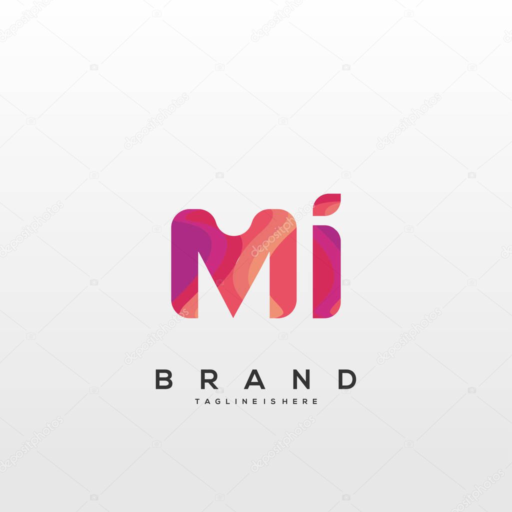 Initial letter MI logo with colorful, letter combination logo design for creative industry, web, business and company. - Vector