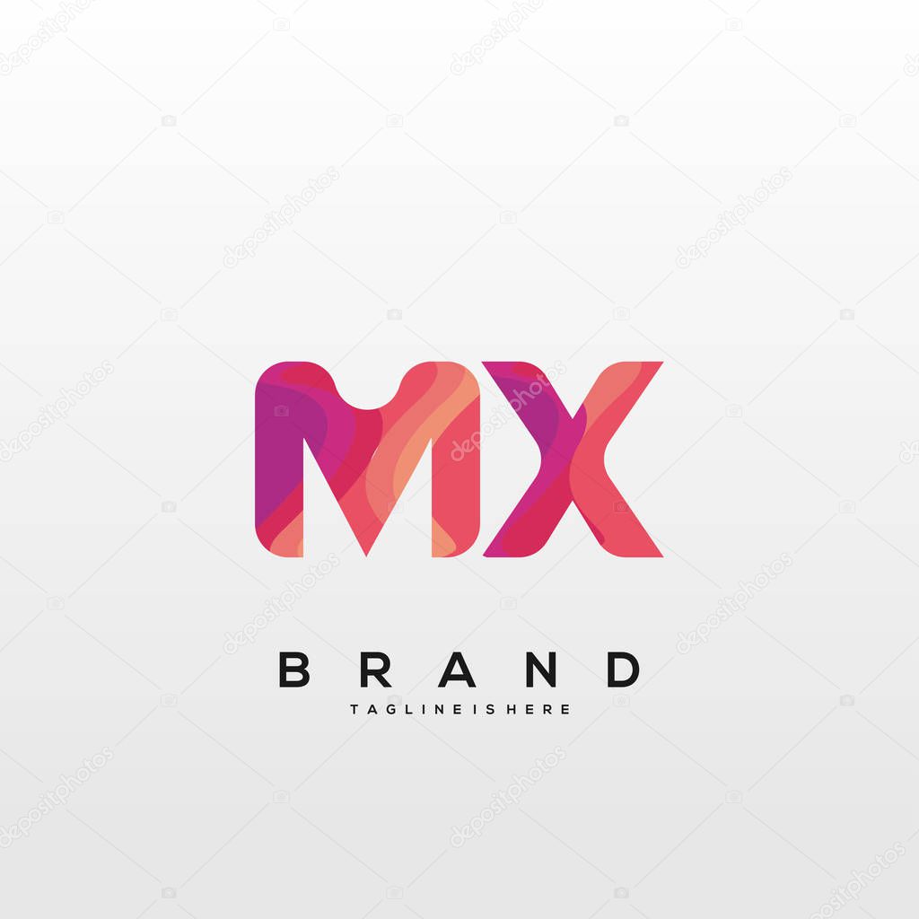 Initial letter MX logo with colorful, letter combination logo design for creative industry, web, business and company. - Vector