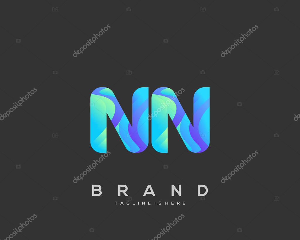 Initial letter NN logo with colorful, letter combination logo design for creative industry, web, business and company. - Vector