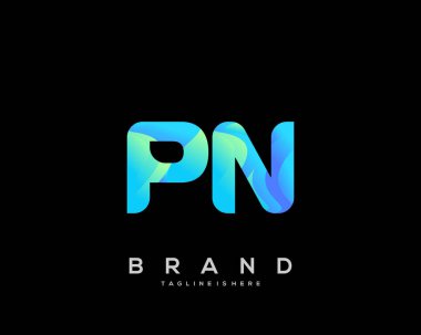 Initial letter PN logo with colorful, letter combination logo design for creative industry, web, business and company. - Vector