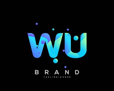 Initial letter WU logo with colorful, letter combination logo design for creative industry, web, business and company. - Vector