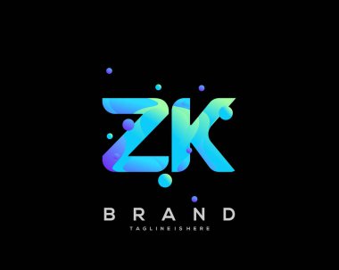 İlk harf Zk logosu renkli, harf kombinasyonu logo tasarımı yaratıcı endüstri, web, iş ve şirket için. - Vektör