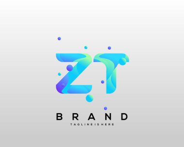 İlk harf Zt logosu renkli, harf kombinasyonlu logo tasarımı yaratıcı endüstri, web, iş ve şirket için. - Vektör