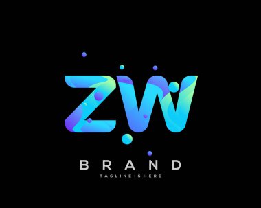 İlk harf Zw logosu renkli, harf kombinasyonu logo tasarımı yaratıcı endüstri, web, iş ve şirket için. - Vektör