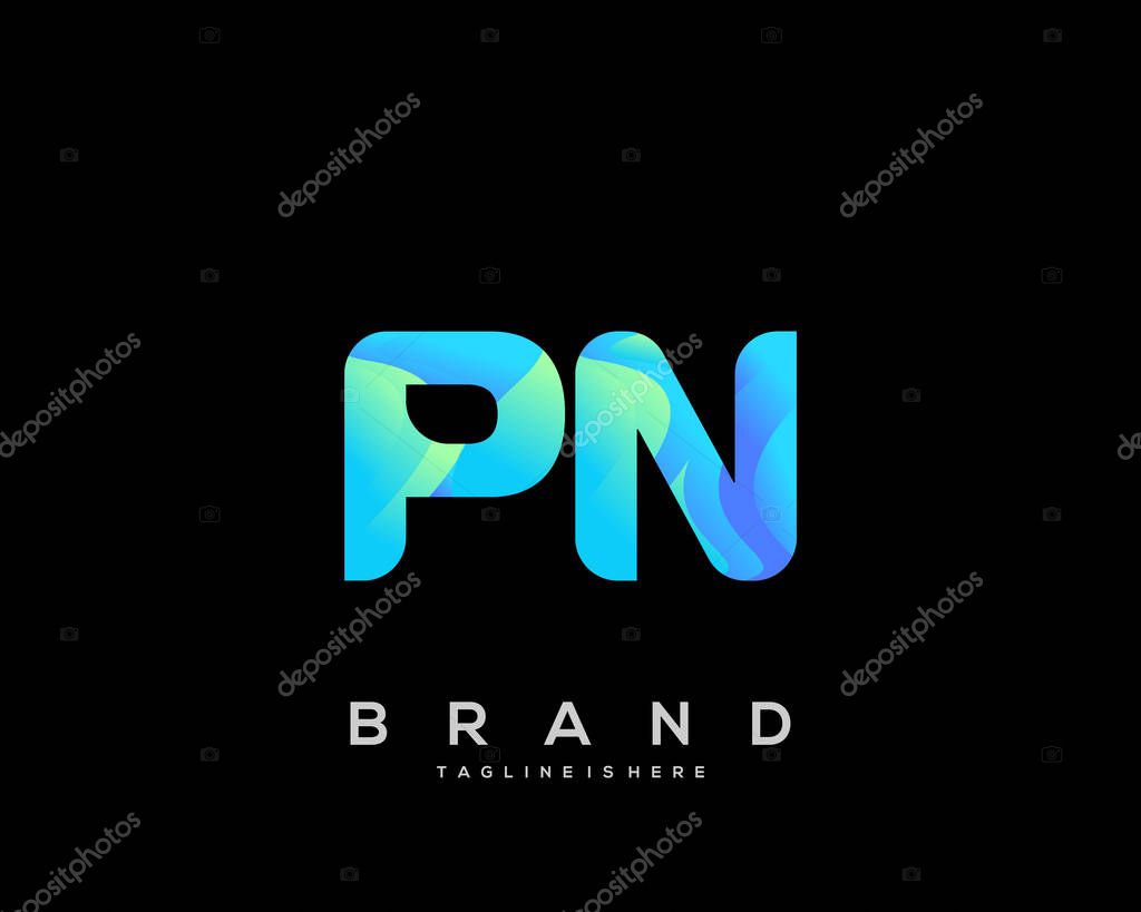 Initial letter PN logo with colorful, letter combination logo design for creative industry, web, business and company. - Vector