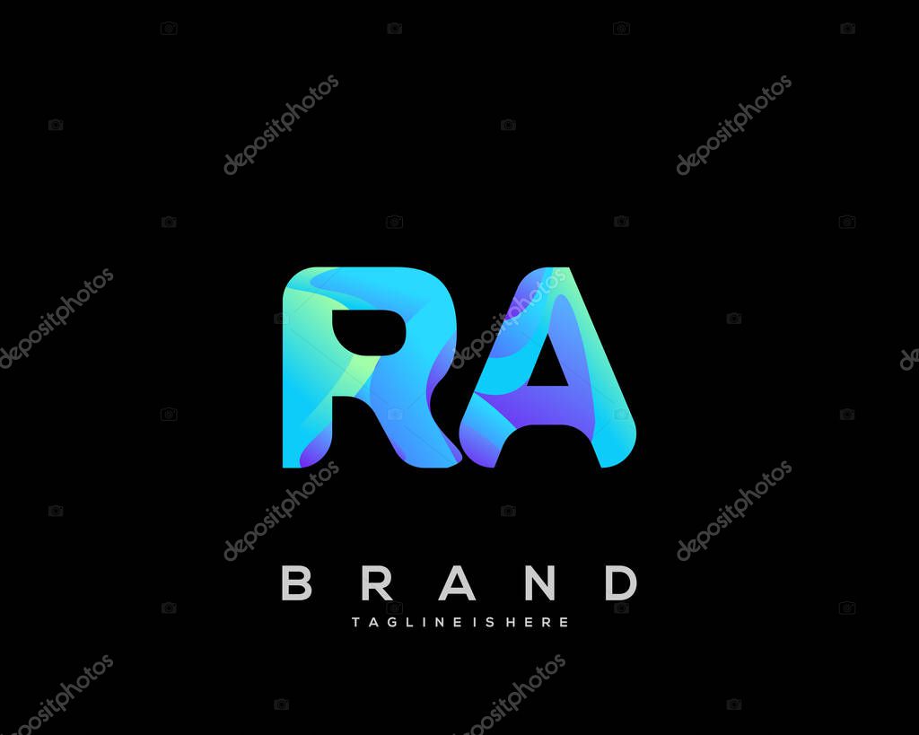 Initial letter RA logo with colorful, letter combination logo design for creative industry, web, business and company. - Vector
