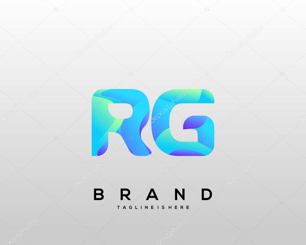 Initial letter RG logo with colorful, letter combination logo design for creative industry, web, business and company. - Vector