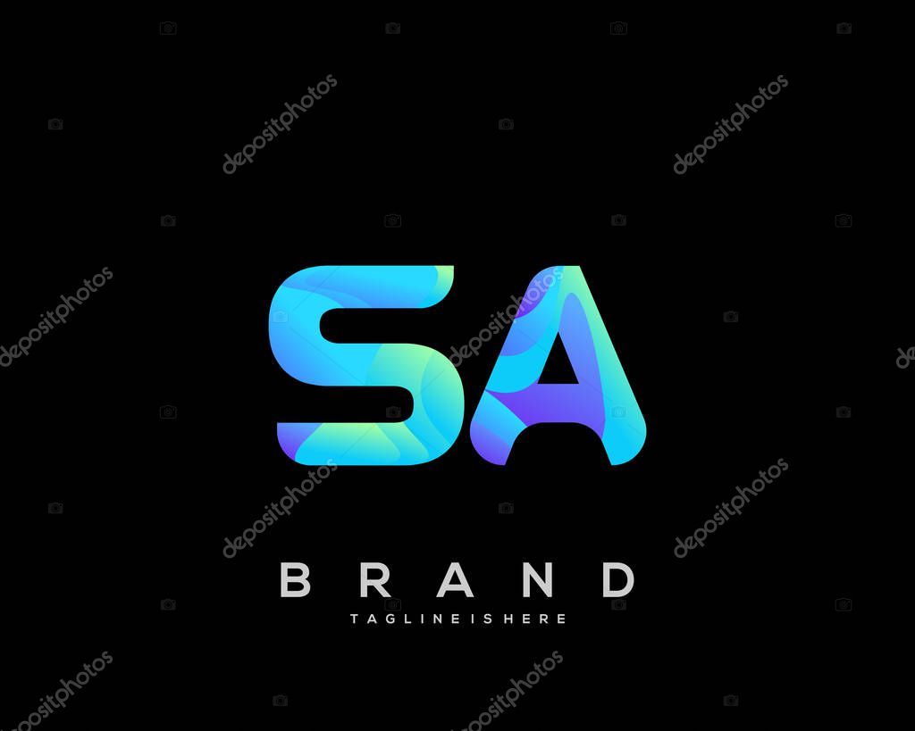 Initial letter SA logo with colorful, letter combination logo design for creative industry, web, business and company. - Vector
