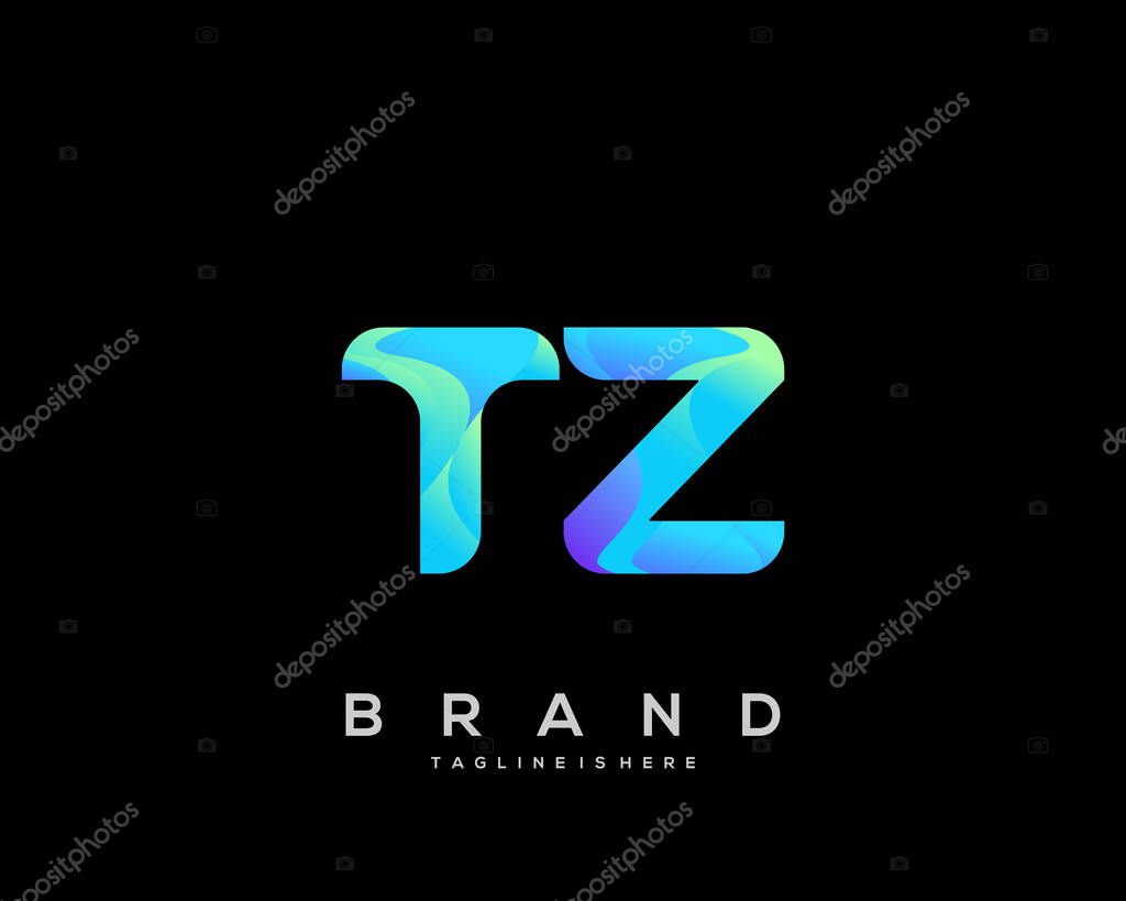 Initial letter TZ logo with colorful, letter combination logo design for creative industry, web, business and company. - Vector