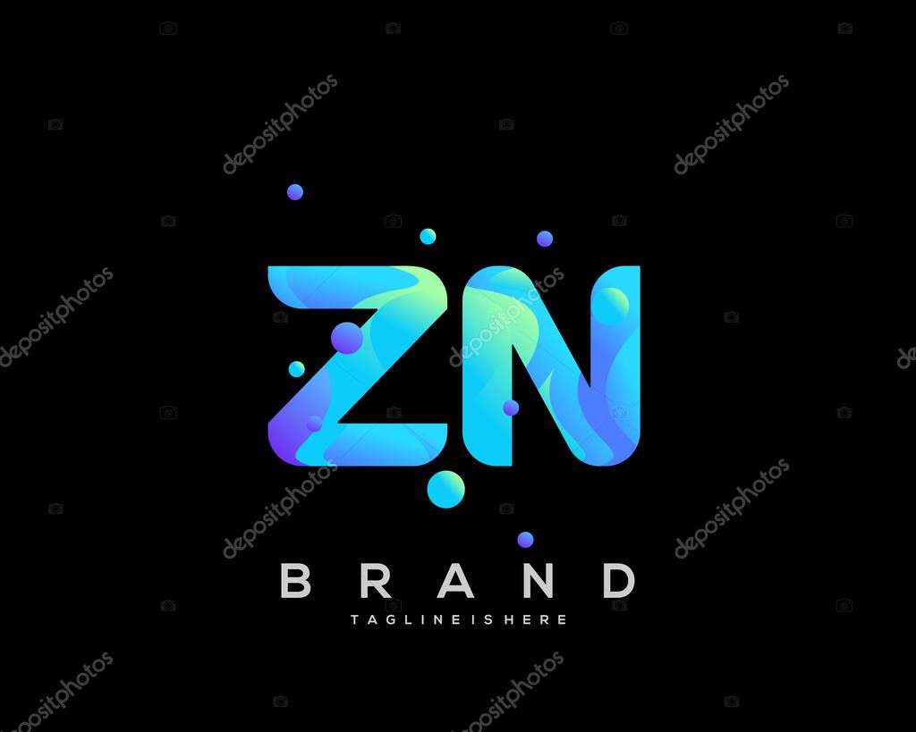 Initial letter ZN logo with colorful, letter combination logo design for creative industry, web, business and company. - Vector