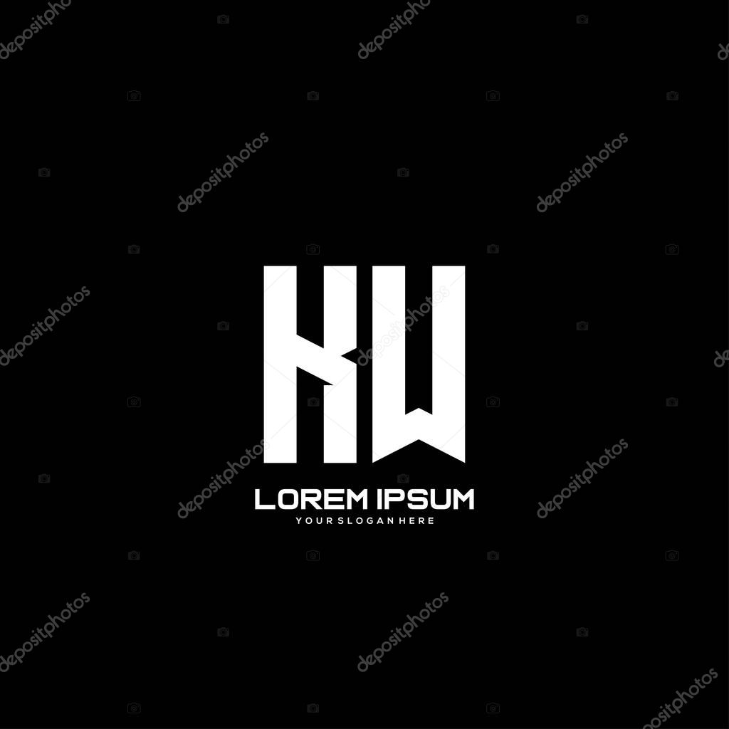 Initial letter KW minimalist art logo vector.