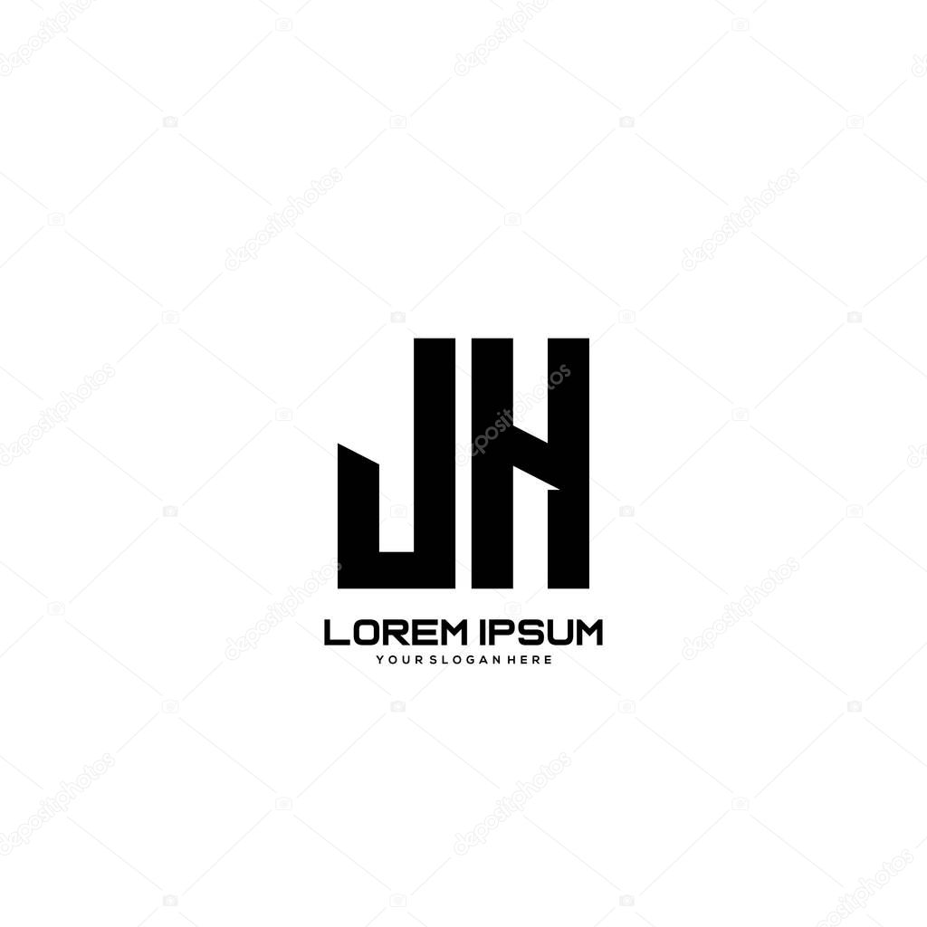 Initial letter JH minimalist art logo vector.