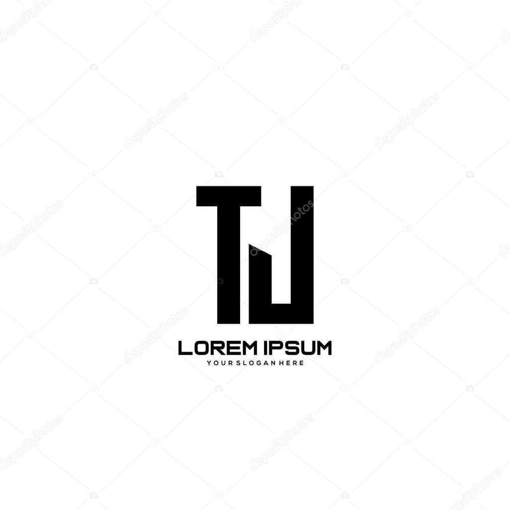 Initial letter TJ minimalist art logo vector.