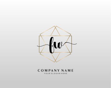 Fw İlk el yazısı logosu geometrik şablon vektörü