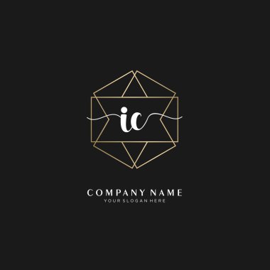 Ic İlk el yazısı logosu geometrik şablon vektörü