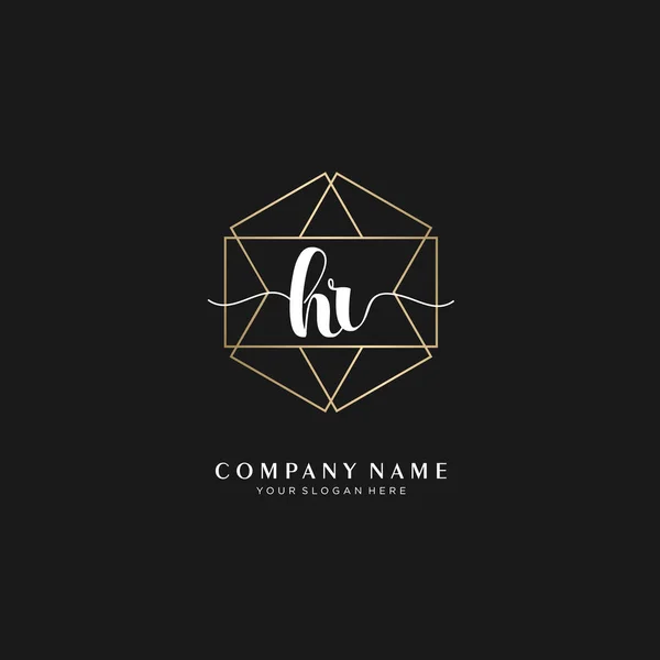 HR Initial handwriting logo geometric template vector