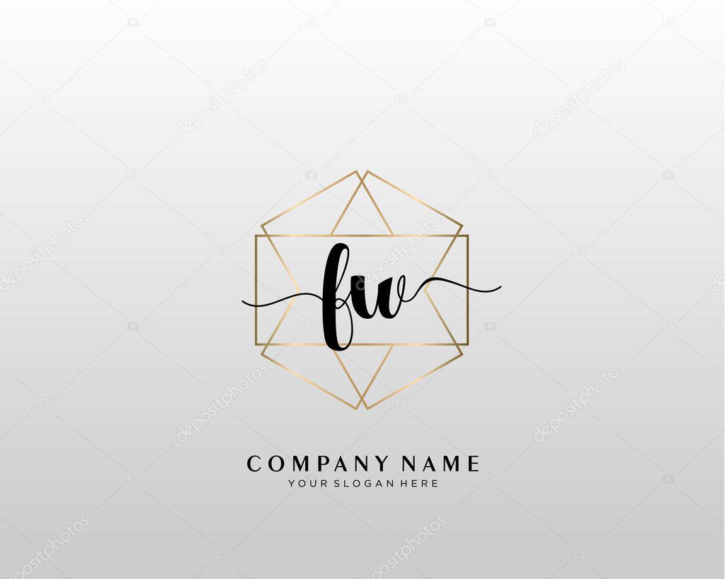 FW Initial handwriting logo geometric template vector