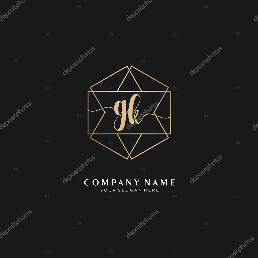 GK Initial handwriting logo geometric template vector