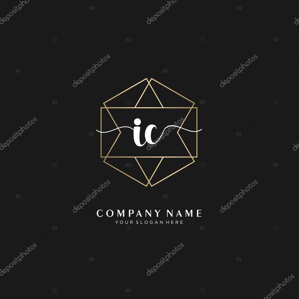 IC Initial handwriting logo geometric template vector