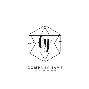 Ly İlk el yazısı logosu geometrik şablon vektörü