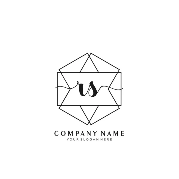 Initial Handstil Logotyp Geometrisk Mall Vektor — Stock vektor
