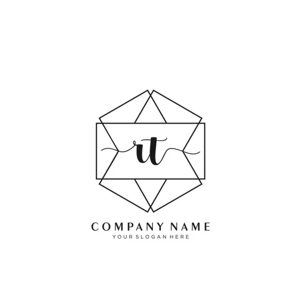 Initial Handwriting Logo Geometric Template Vector — Stock Vector