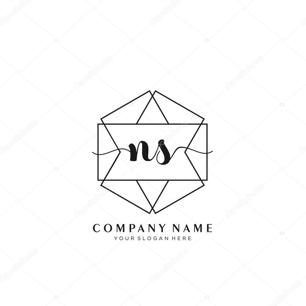 NS Initial handwriting logo geometric template vector