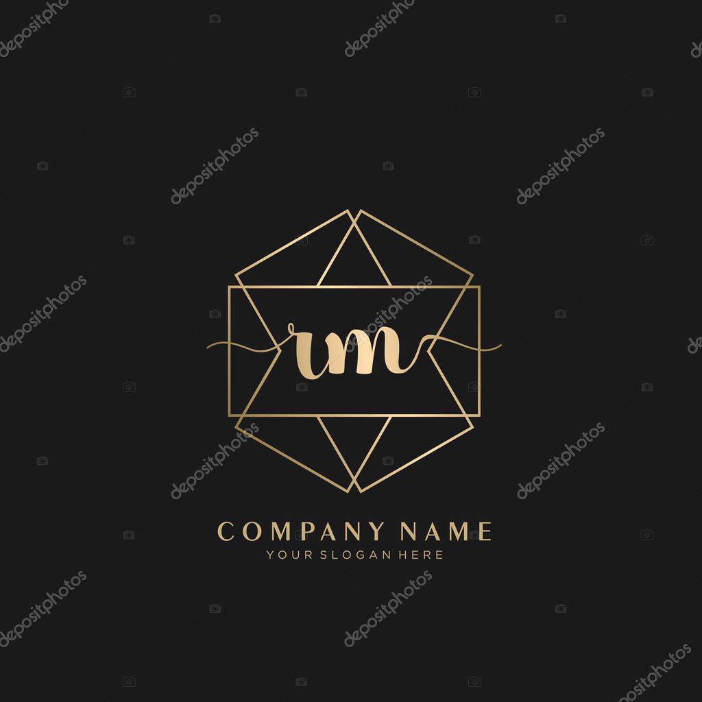 RM Initial handwriting logo geometric template vector