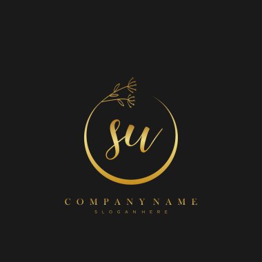 Çember Çiçek Vektörü ile Su Başlangıç el yazısı logosu.