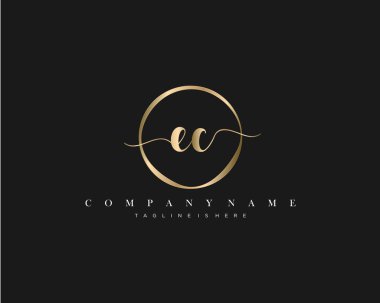 Ec İlk Harf el yazısı logosu şablon vektörü.