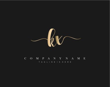 Kx Başlangıç Harfi el yazısı logosu şablon vektörü.