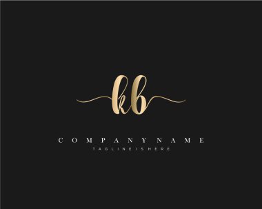 KB Initial Letter handwriting logo hand drawn template vector. clipart