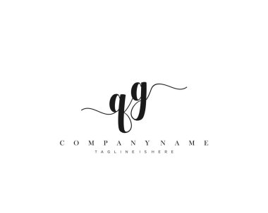 Qg Başlangıç Harfi el yazısı logosu şablon vektörü.