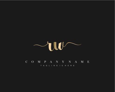Rw İlk Harf El yazısı logosu şablon vektörü.