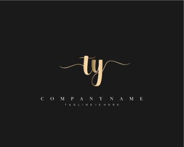 Ty Başlangıç Harfi el yazısı logosu şablon vektörü.