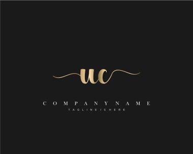Uc İlk Harf el yazısı logosu şablon vektörü.