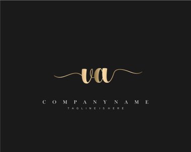Va Başlangıç Harfi el yazısı logosu şablon vektörü.