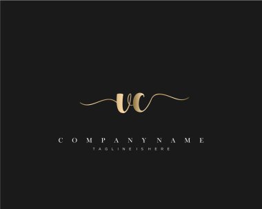 Vc İlk Harf el yazısı logosu şablon vektörü.