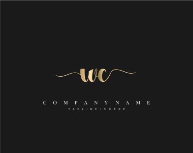 Wc İlk Harf el yazısı logosu şablon vektörü.