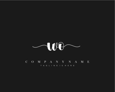 Wo Başlangıç Harfi el yazısı logosu şablon vektörü.