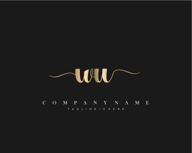 Wu İlk Mektup el yazısı logosu şablon vektörü.