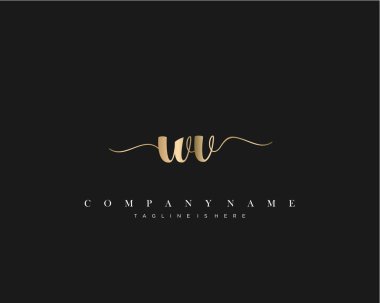 Wv Başlangıç Harfi el yazısı logosu şablon vektörü.